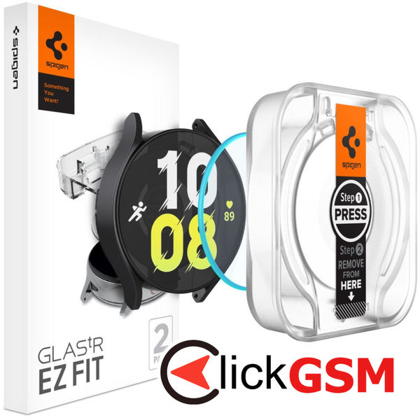 Spigen - Glas.tR EZ Fit (2 pack) - Samsung Galaxy Watch6 44mm - Clear