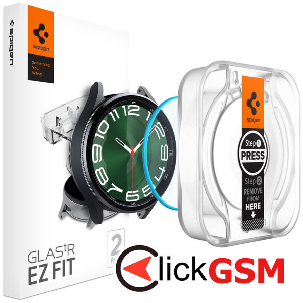 Spigen - Glas.tR EZ Fit (2 pack) - Samsung Galaxy Watch6 Classic 47mm - Clear