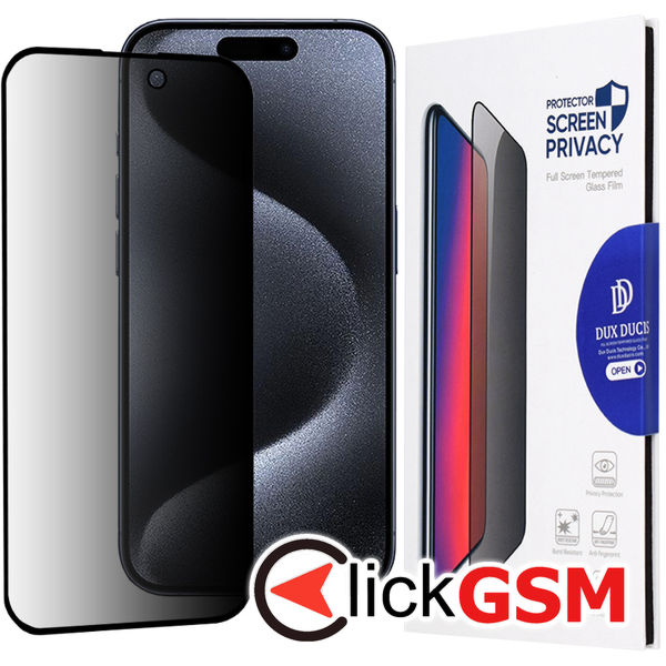 Dux Ducis - Tempered Glass Privacy - iPhone 15 Pro - Black