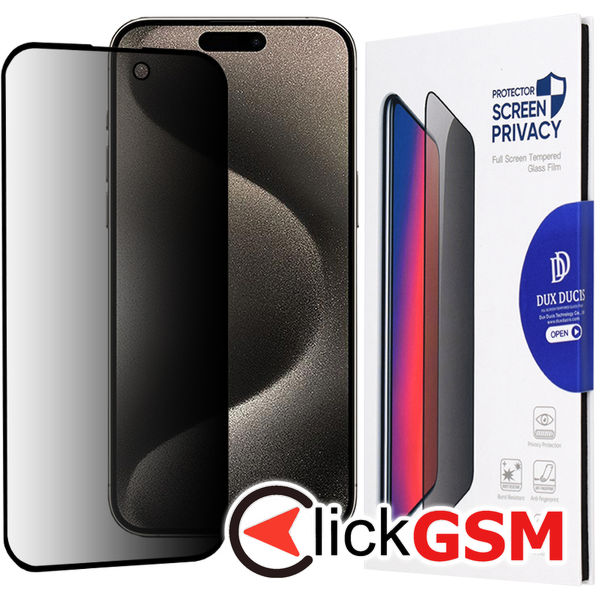 Dux Ducis - Tempered Glass Privacy - iPhone 15 Pro Max - Black