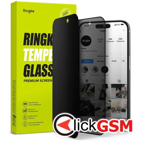 Ringke - Cover Display Tempered Glass - iPhone 15 Pro Max - Privacy