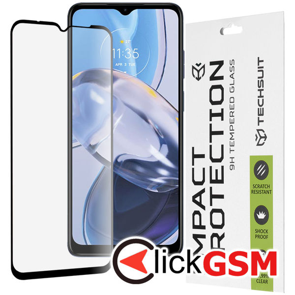 Techsuit - 111D Full Cover / Full Glue Glass - Motorola Moto E22 / Moto E22i / Moto E13 - Black