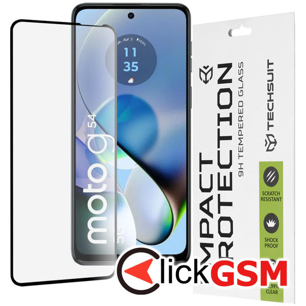 Techsuit - 111D Full Cover / Full Glue Glass - Motorola Moto G14 / Moto G54 / Moto G54 Power Edition / Moto G64 - Black