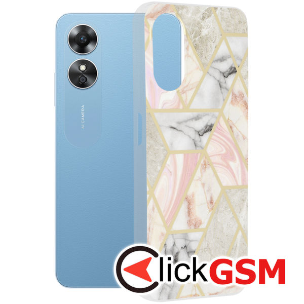 Techsuit - Marble Series - Oppo A17 - Pink Hex
