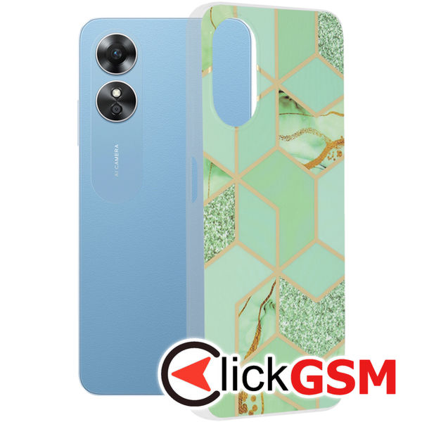 Techsuit - Marble Series - Oppo A17 - Green Hex