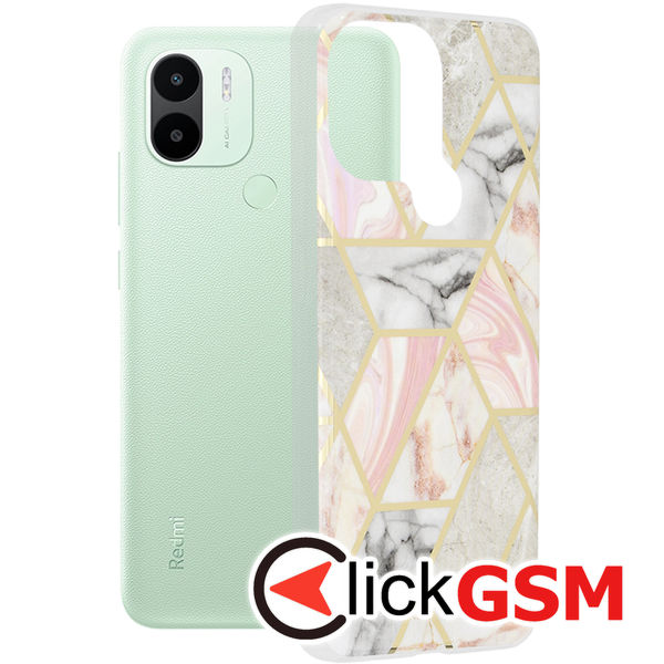 Techsuit - Marble Series - Xiaomi Redmi A1+ / A2+ - Pink Hex