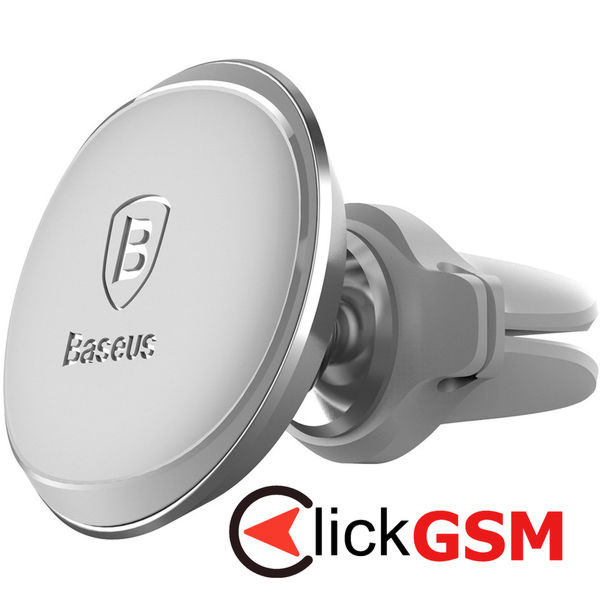 Baseus - Car Holder (C40141201S13-00) - Magnetic Grip for Air Vent Mount with Cable Clip - Silver