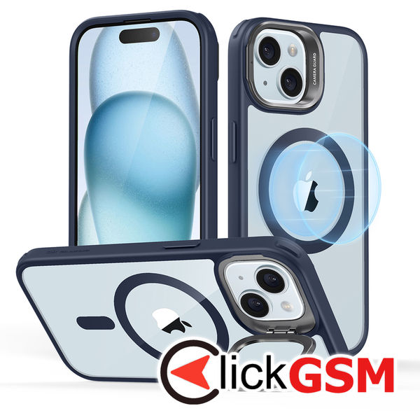 ESR - Classic Hybrid HaloLock Kickstand - iPhone 15 - Clear Dark Blue