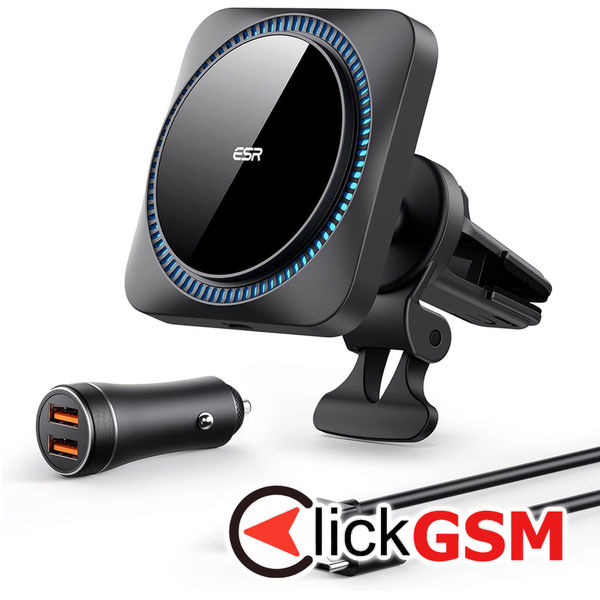 ESR - [3pcs Bundle] Premium Wireless Car Charging Set HaloLock (BK918) - MagSafe CryoBoost for Air Vent, 36W - Frosted Onyx