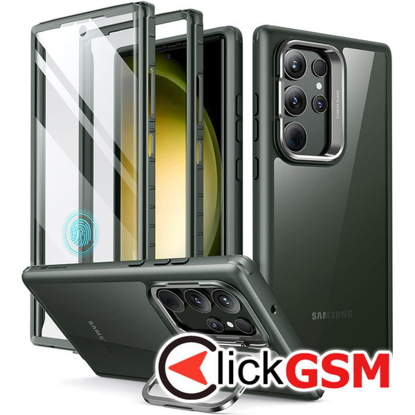 ESR - Shock Armor Kickstand + Screen Protector - Samsung Galaxy S23 Ultra - Clear Green