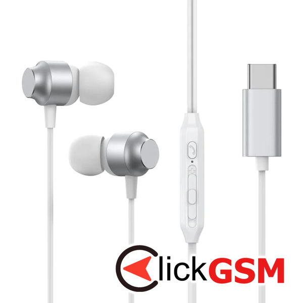 JoyRoom - Wired Earphones (JR-EC06) - Type-C, In-Ear, Metal Shell, Microphone, 1.2m - Silver