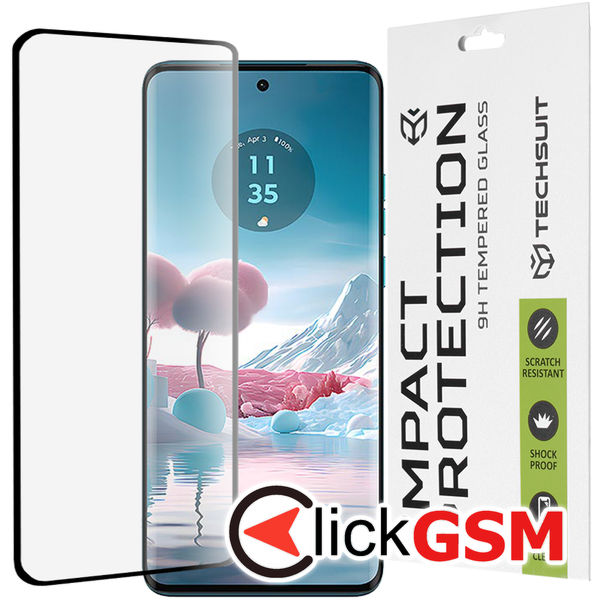 Techsuit - 111D Full Cover / Full Glue Glass / 3D Curved Screen - Motorola Edge 40 Neo - Black