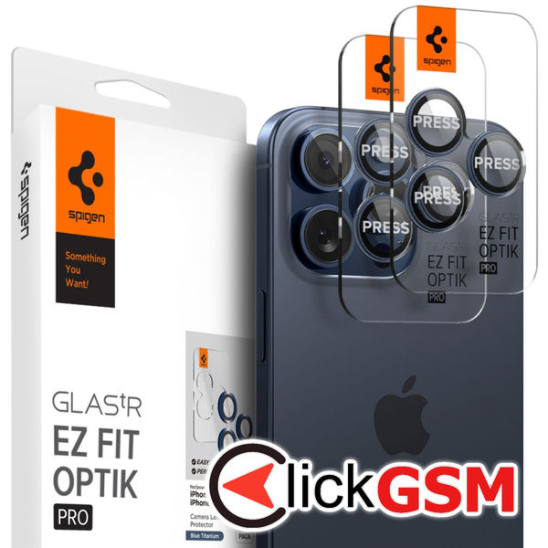 Spigen - Optik.tR Camera Glass (2 pack) - iPhone 14 Pro  / 14 Pro Max / 15 Pro / 15 Pro Max - Blue Titanium