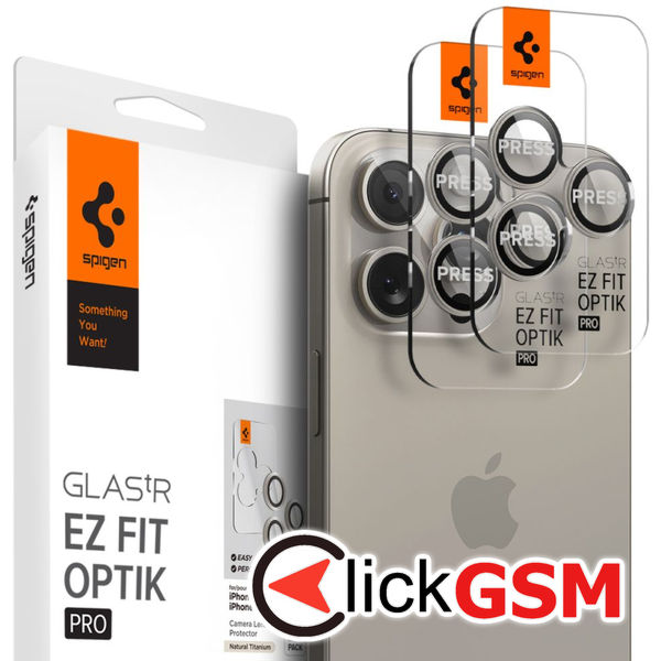 Spigen - Optik.tR Camera Glass (2 pack) - iPhone 14 Pro  / 14 Pro Max / 15 Pro / 15 Pro Max - Natural Titanium