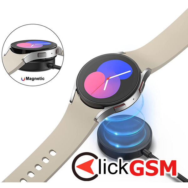 Techsuit - SmartWatch Wireless Charging Cable (TSC12) - for Samsung Galaxy Watch 3/4/5/6, USB, 2.5W, with Desk Holder - Black