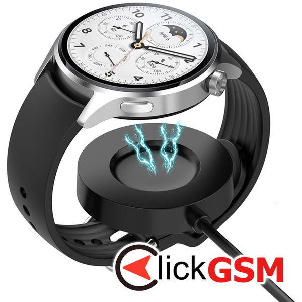 Techsuit - SmartWatch Wireless Charging Cable (TXC6) - for Xiaomi Watch S1 Pro, USB, 4W with Desk Holder - Black