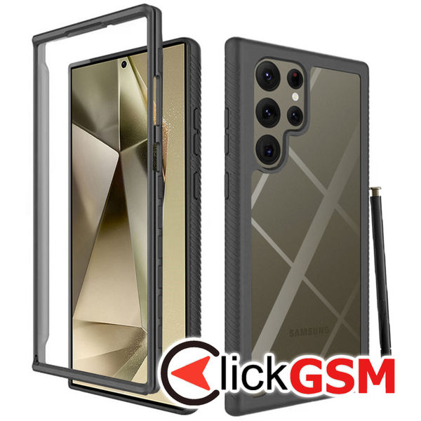 Husa pentru Samsung Galaxy S24 Ultra + Folie - Techsuit Defense360 Pro - Negru