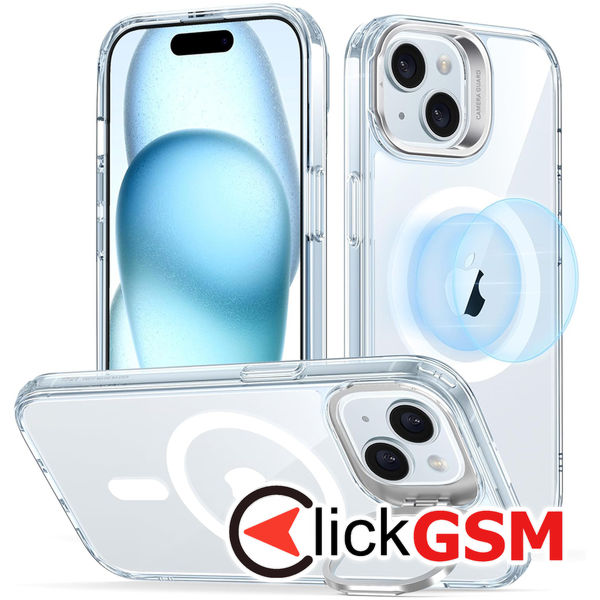 ESR - Classic Hybrid HaloLock Kickstand - iPhone 15 Plus - Clear Blue