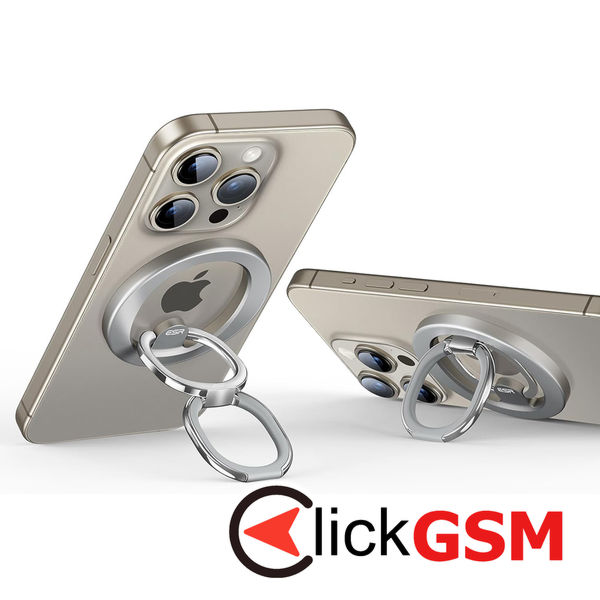 ESR - Phone Ring HaloLock Stand - Compatible with MagSafe, Foldable Feature, Magnetic - Natural Titanium