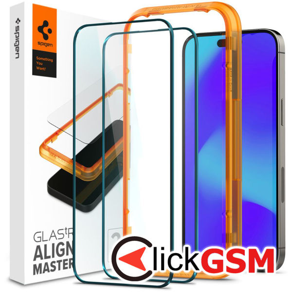Spigen - Glas.tR Align Master (2 pack) - iPhone 14 Pro - Black