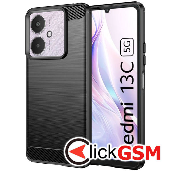 Techsuit - Carbon Silicone - Xiaomi Redmi 13C 4G / 13C 5G / Poco M6 / C65 - Black