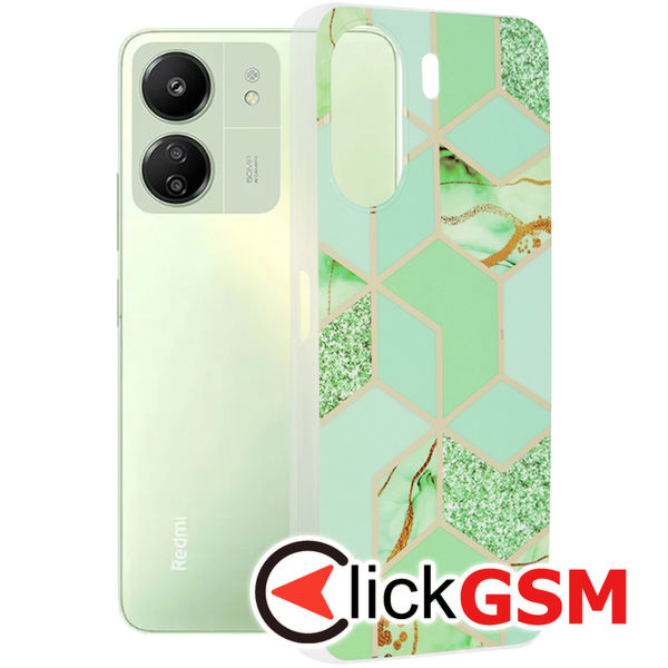 Techsuit - Marble Series - Xiaomi Redmi 13C 4G / Poco C65 - Green Hex