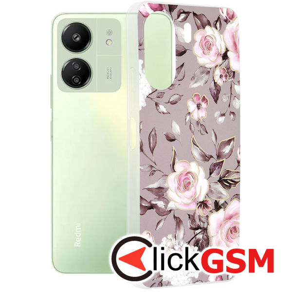 Techsuit - Marble Series - Xiaomi Redmi 13C 4G / Poco C65 - Bloom of Ruth Gray