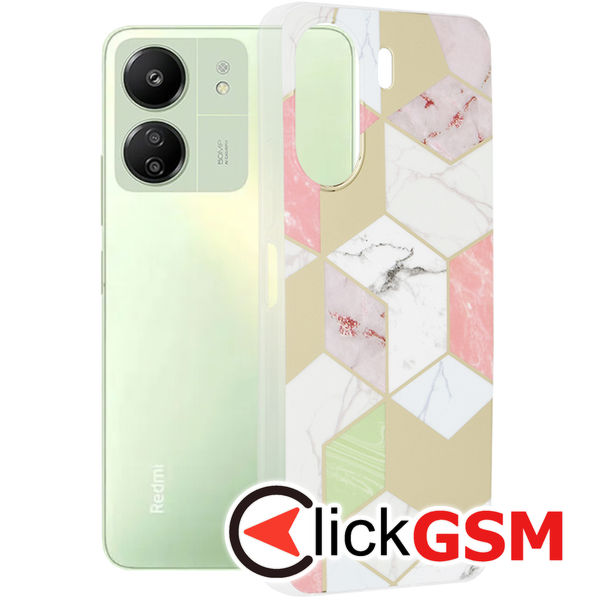 Techsuit - Marble Series - Xiaomi Redmi 13C 4G / Poco C65 - Purple Hex