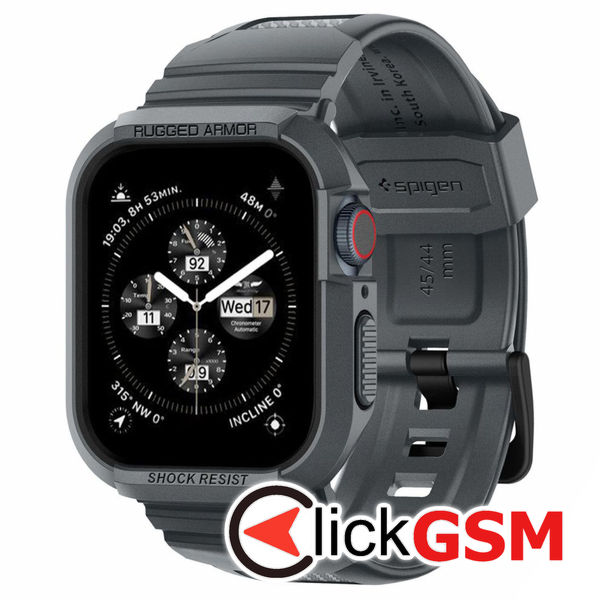 Spigen - Rugged Armor Pro - Apple Watch 4 / 5 / 6 / SE / SE 2 / 7 / 8 / 9 (44mm/45mm) - Dark Grey