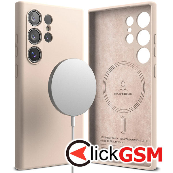 Husa pentru Samsung Galaxy S24 Ultra - Ringke Silicone Magnetic - Roz Pal