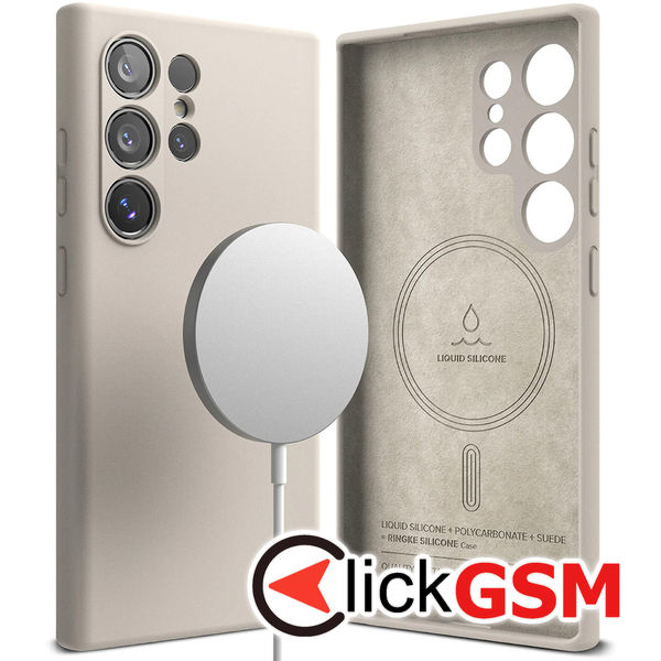 Husa pentru Samsung Galaxy S24 Ultra - Ringke Silicone Magnetic - Bej