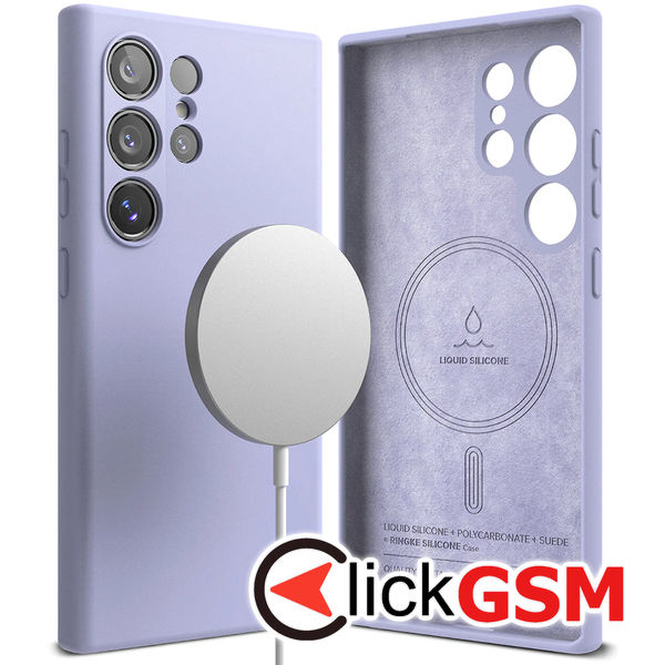 Husa pentru Samsung Galaxy S24 Ultra - Ringke Silicone Magnetic - Lavanda