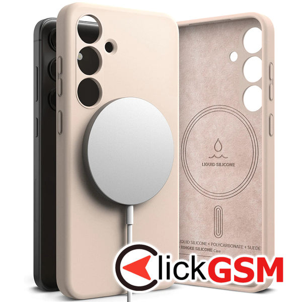 Husa pentru Samsung Galaxy S24 - Ringke Silicone Magnetic - Roz Pal