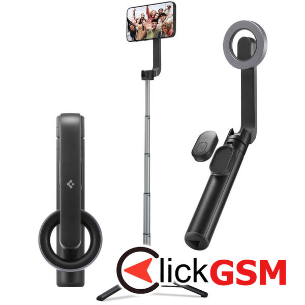Spigen - Selfie Stick (S570W) - MagSafe Compatible, Stable, Bluetooth 5.0, for iOS and Android, 67cm - Black