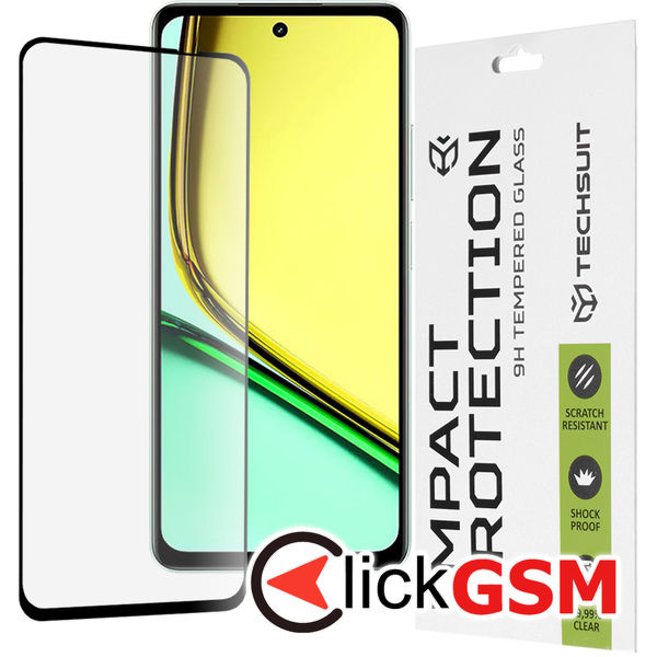 Techsuit - 111D Full Cover / Full Glue Glass - Realme C67 4G - Black