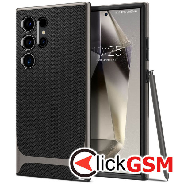 Husa pentru Samsung Galaxy S24 Ultra - Spigen Neo Hybrid - Gri Metalizat