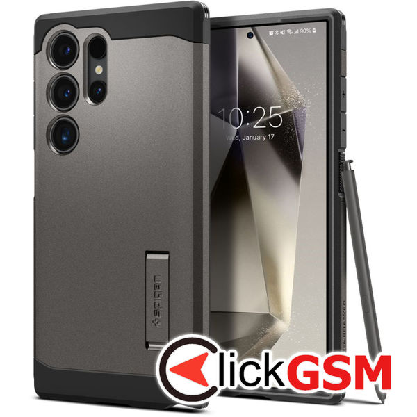 Husa pentru Samsung Galaxy S24 Ultra - Spigen Tough Armor - Gri Metalizat