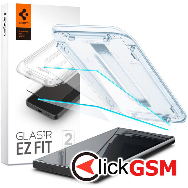 Folie pentru Samsung Galaxy S24 Ultra (set 2) - Spigen Glas.tR EZ FIT - Clear