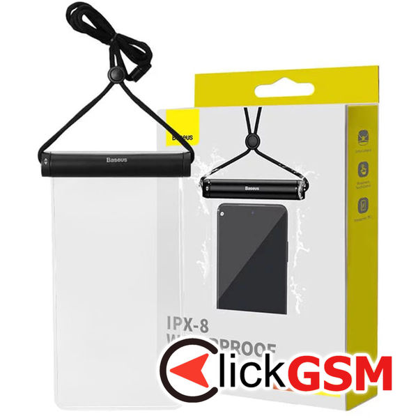 Baseus - Waterproof Case (P60263701113-00) - IPX8, with Cylindrical Slide Lock, for Phone 7.2" - Black