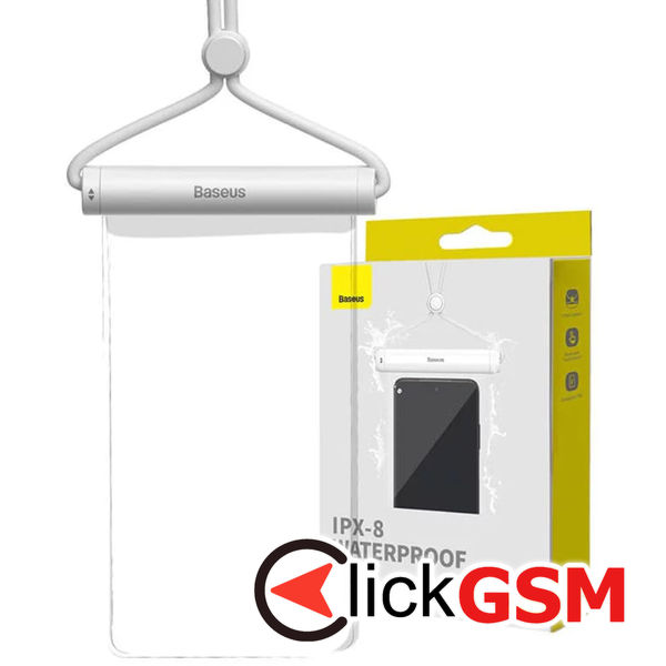 Baseus - Waterproof Case (P60263701213-00) - IPX8, with Cylindrical Slide Lock, for Phone 7.2" - Moon White