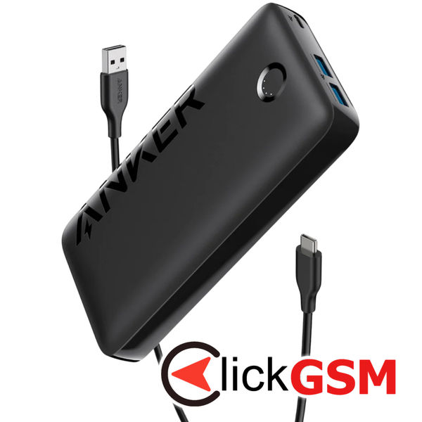 Anker - Power Bank PowerCore 335 (A1647G11) - 2x USB, Type-C, 20000mAh, 22.5W, with Cable USB-C - Black