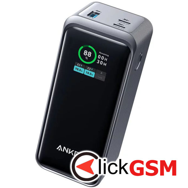 Anker - Power Bank Prime (A1336011) - 2x USB-C, USB, for Phone, Tablet, MacBook, Digital Display, 20000mAh, 200W - Black