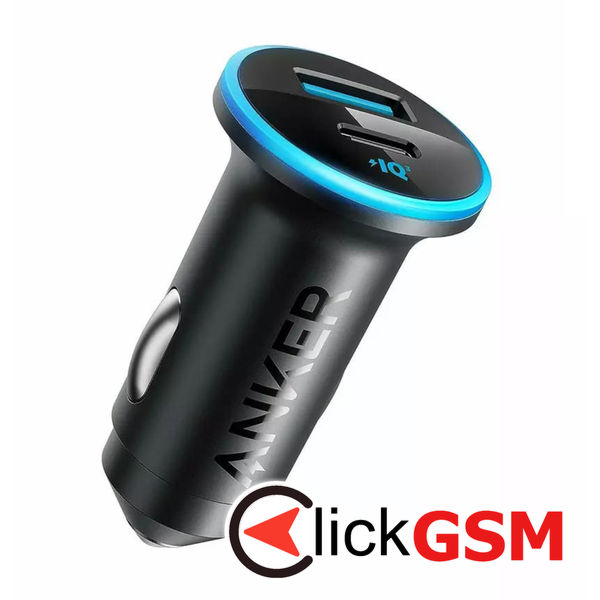 Anker - Car Charger 323 (A2735G11) - USB, Type-C, LED Light, 52.5W - Black