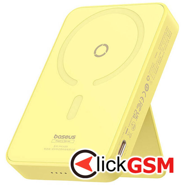 Baseus - Power Bank MagPro Magnetic PPCXZ05 (P10064101Y23-00) - USB-C, 5000mAh, 20W, MagSafe, Cable Type-C, 3A, 30cm - Yellow