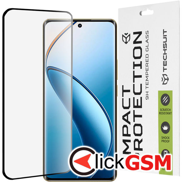 Techsuit - 111D Full Cover / Full Glue Glass / 3D Curved Screen - Realme 12 Pro / 12 Pro+ - Black