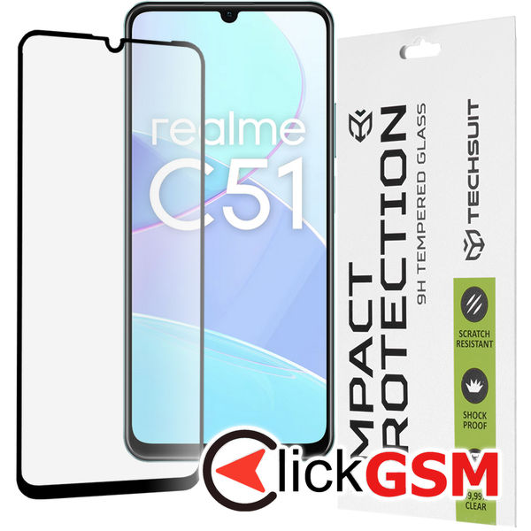 Techsuit - 111D Full Cover / Full Glue Glass - Realme C51 / Note 50 - Black