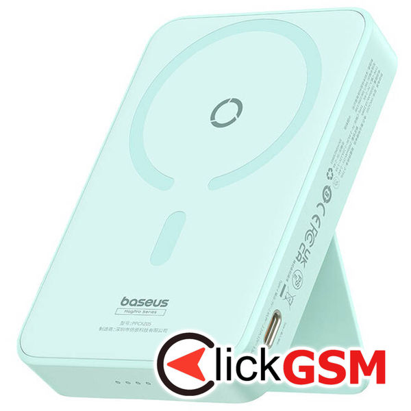 Baseus - Power Bank MagPro Magnetic PPCXZ05 (P10064101333-00) - USB-C, 5000mAh, 20W, MagSafe, Cable Type-C, 3A, 30cm - Mint