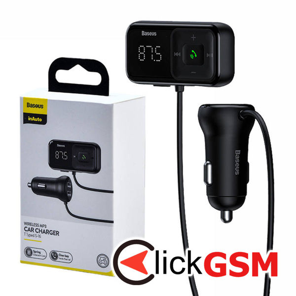 Baseus - Car MP3 Player + Charger Baseus S-16 (CCMT000201) - Bluetooth 5.0, 15W - Black