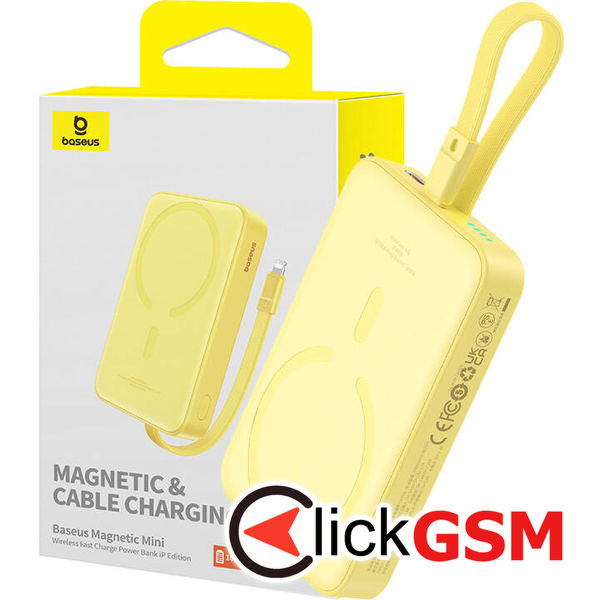 Baseus - Power Bank Magnetic Mini (P10022109Y23-00) - MagSafe, USB-C, 10000mAh, 20W - Yellow