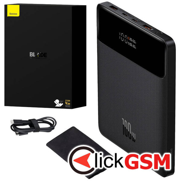 Baseus - Power Bank Blade (PPBL000201) - 2xUSB, 2xUSB-C, 20000mAh, with Cable USB-C, 100W - Black